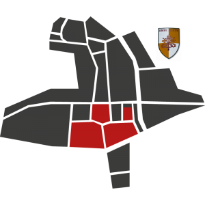 Mappa del rione Dante con stemma